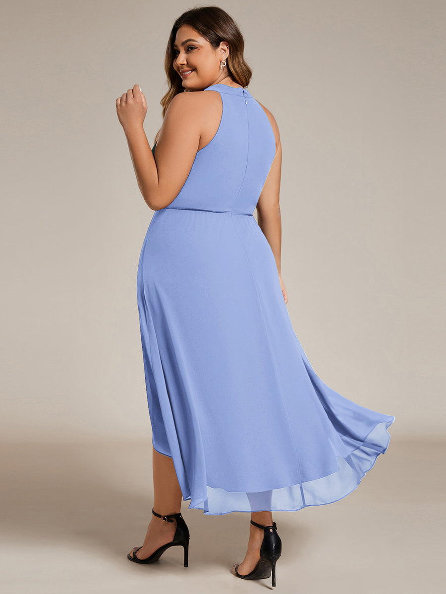 ever POSIE|Gathered Chiffon Sleeveless Wedding Guest Dress