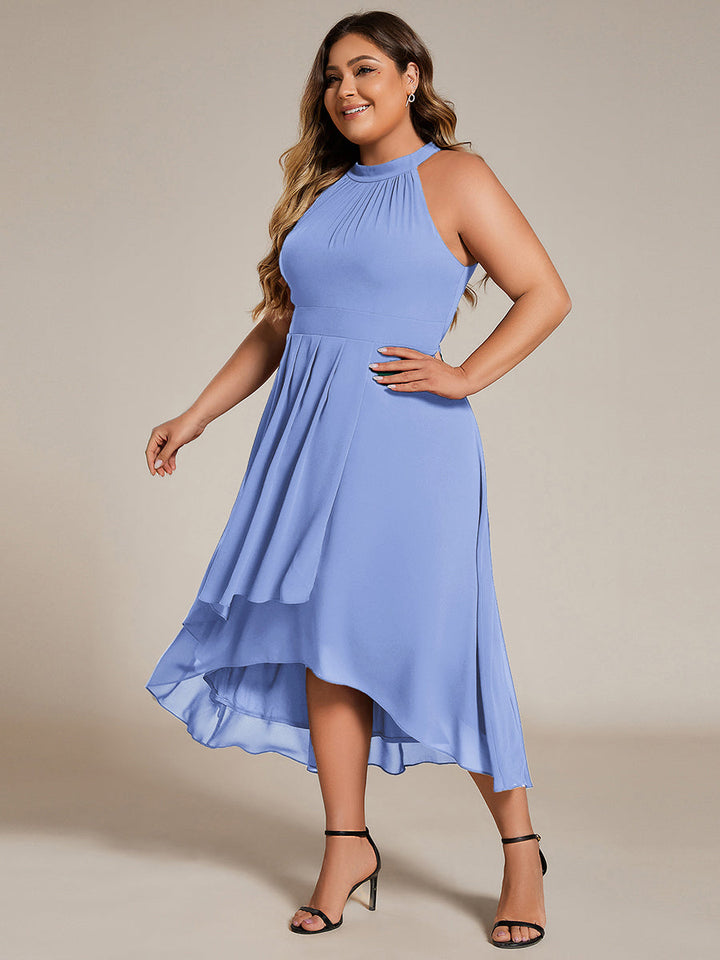 ever POSIE|Gathered Chiffon Sleeveless Wedding Guest Dress