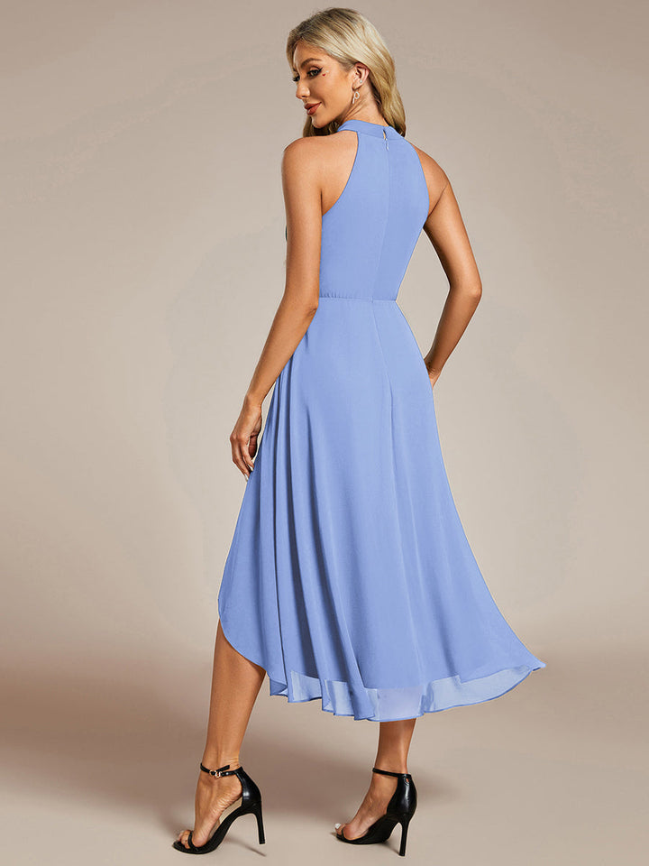 ever POSIE|Gathered Chiffon Sleeveless Wedding Guest Dress