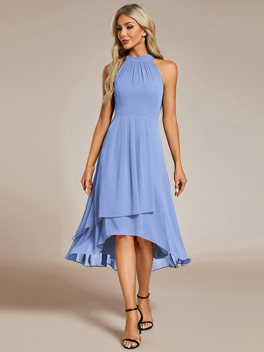 ever POSIE|Gathered Chiffon Sleeveless Wedding Guest Dress