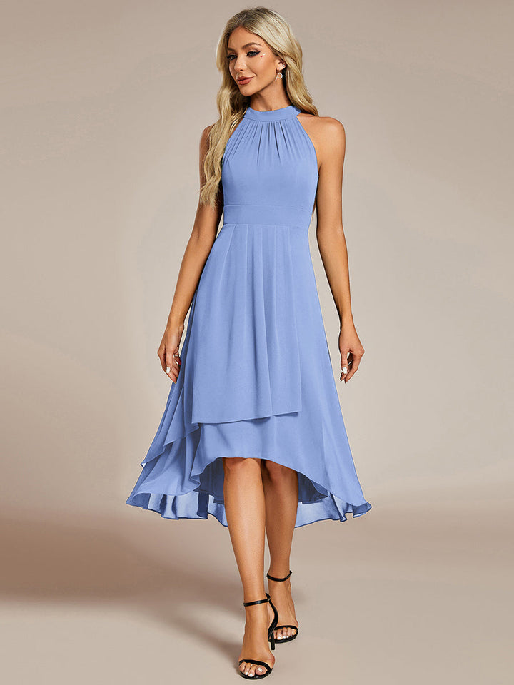 ever POSIE|Gathered Chiffon Sleeveless Wedding Guest Dress