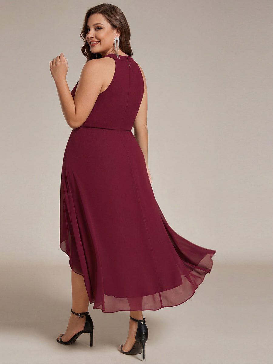ever POSIE|Midi Halter Neck Chiffon Wedding Guest Dress with Sleeveless and A-Line