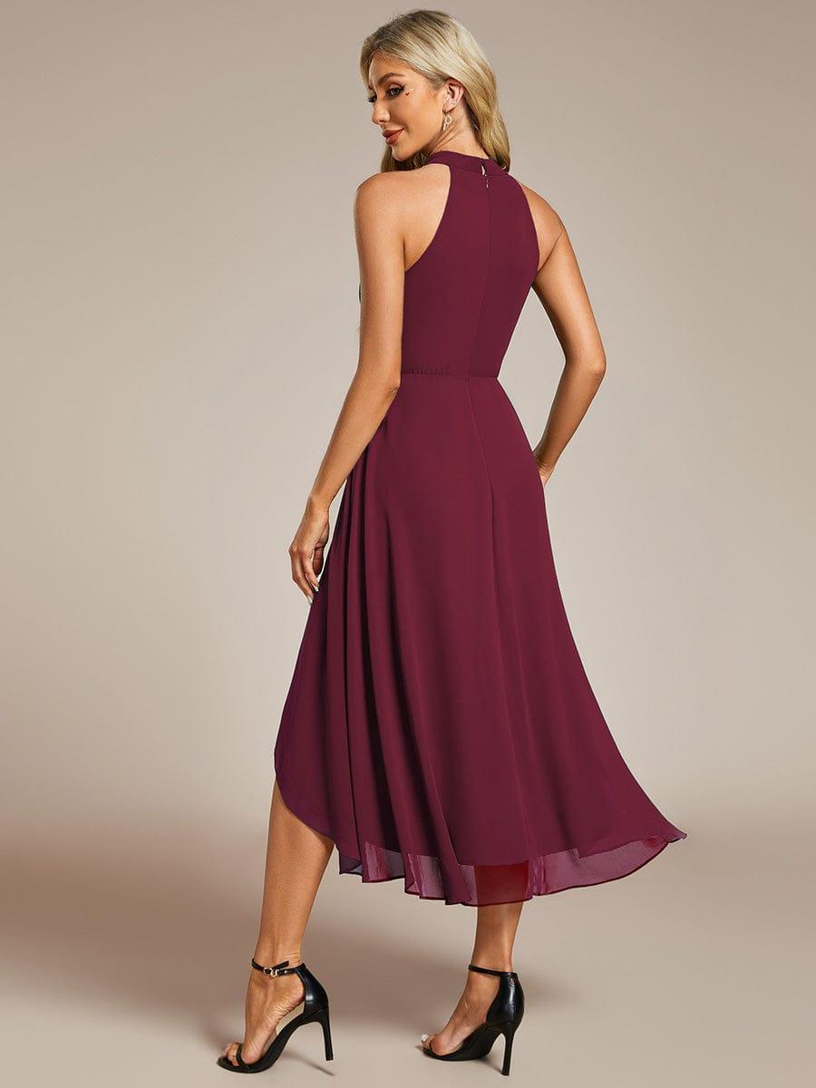 ever POSIE|Midi Halter Neck Chiffon Wedding Guest Dress with Sleeveless and A-Line