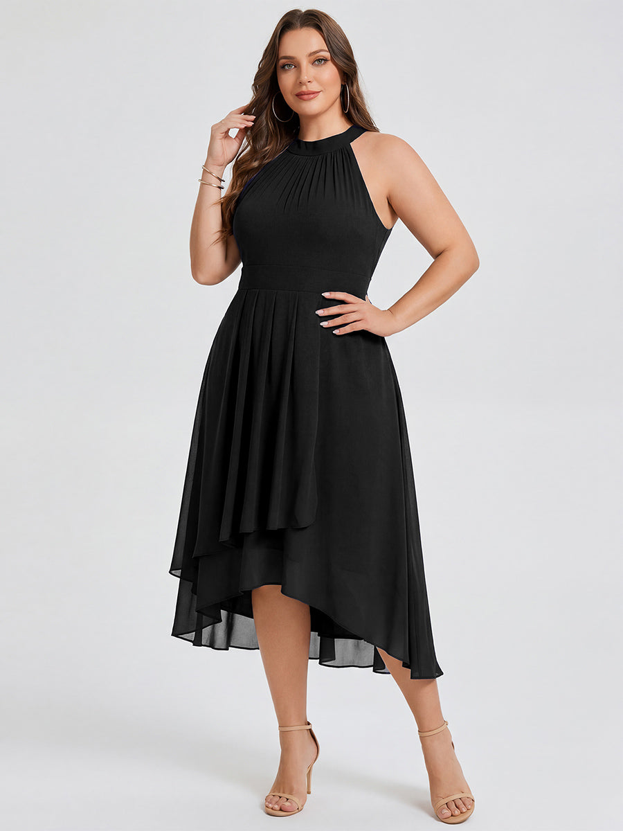 ever POSIE|Gathered Chiffon Sleeveless Wedding Guest Dress