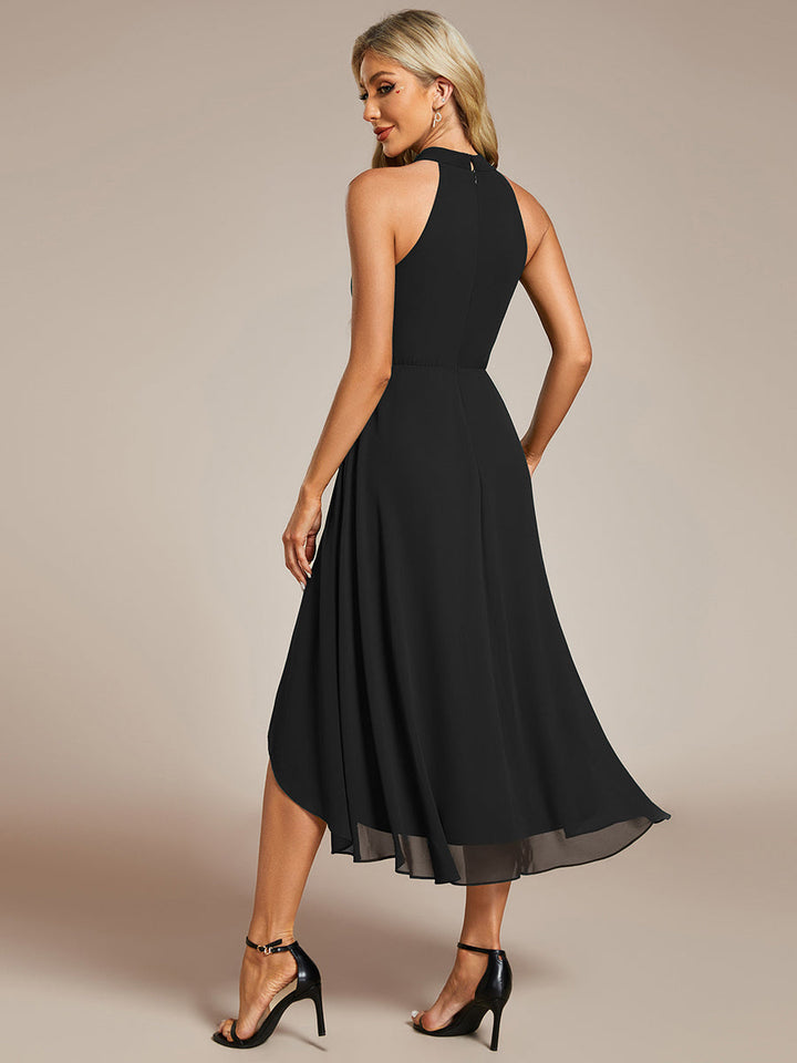 ever POSIE|Gathered Chiffon Sleeveless Wedding Guest Dress