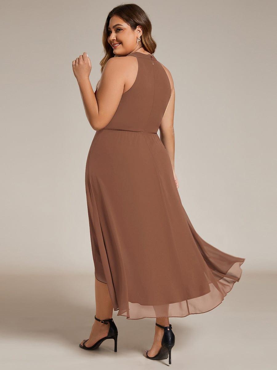 ever POSIE|Midi Halter Neck Chiffon Wedding Guest Dress with Sleeveless and A-Line