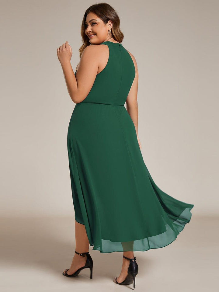 ever POSIE|Midi Halter Neck Chiffon Wedding Guest Dress with Sleeveless and A-Line
