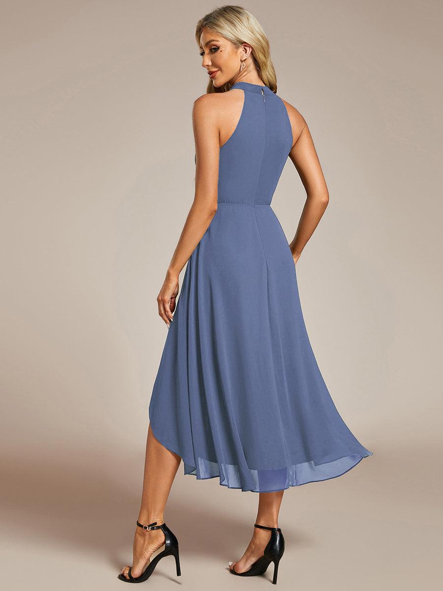 ever POSIE|Midi Halter Neck Chiffon Wedding Guest Dress with Sleeveless and A-Line