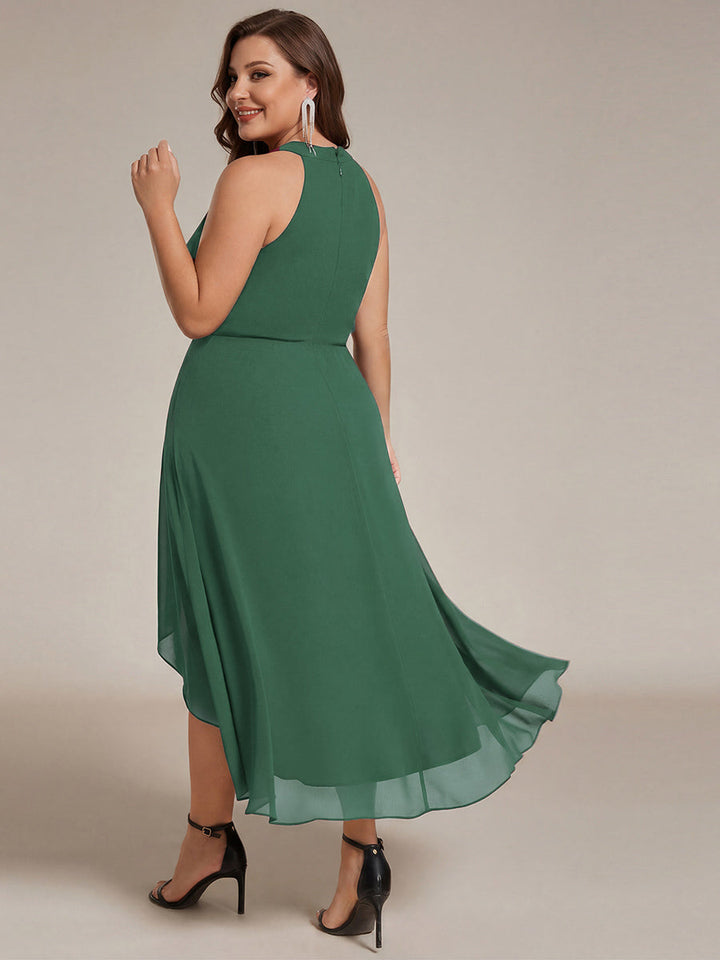 ever POSIE|Midi Halter Neck Chiffon Wedding Guest Dress with Sleeveless and A-Line