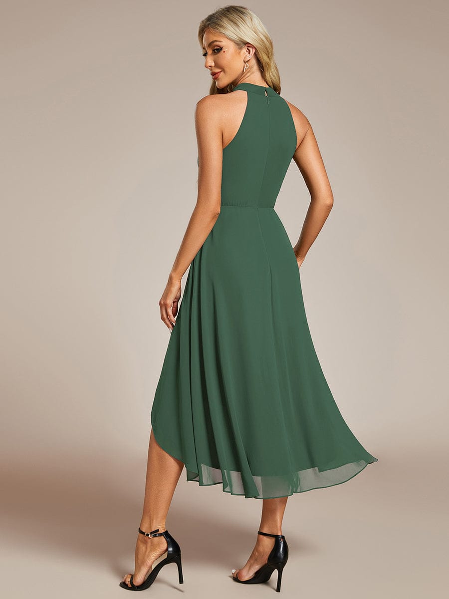 ever POSIE|Midi Halter Neck Chiffon Wedding Guest Dress with Sleeveless and A-Line