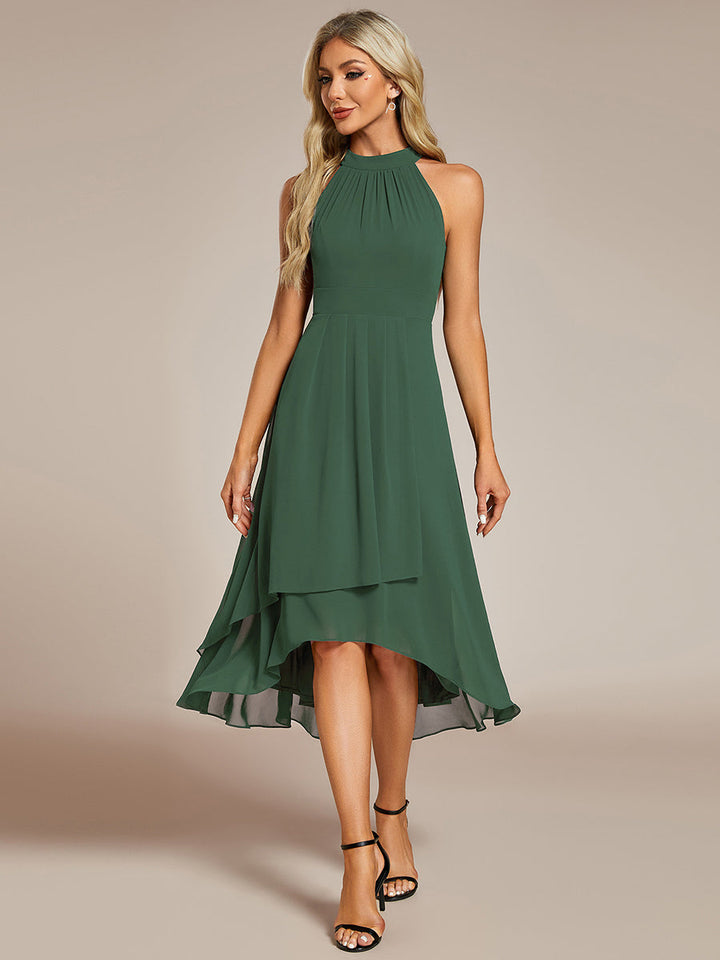 ever POSIE|Gathered Chiffon Sleeveless Wedding Guest Dress