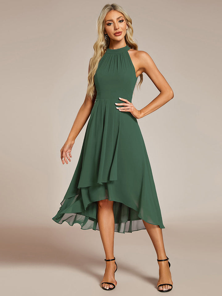 ever POSIE|Gathered Chiffon Sleeveless Wedding Guest Dress