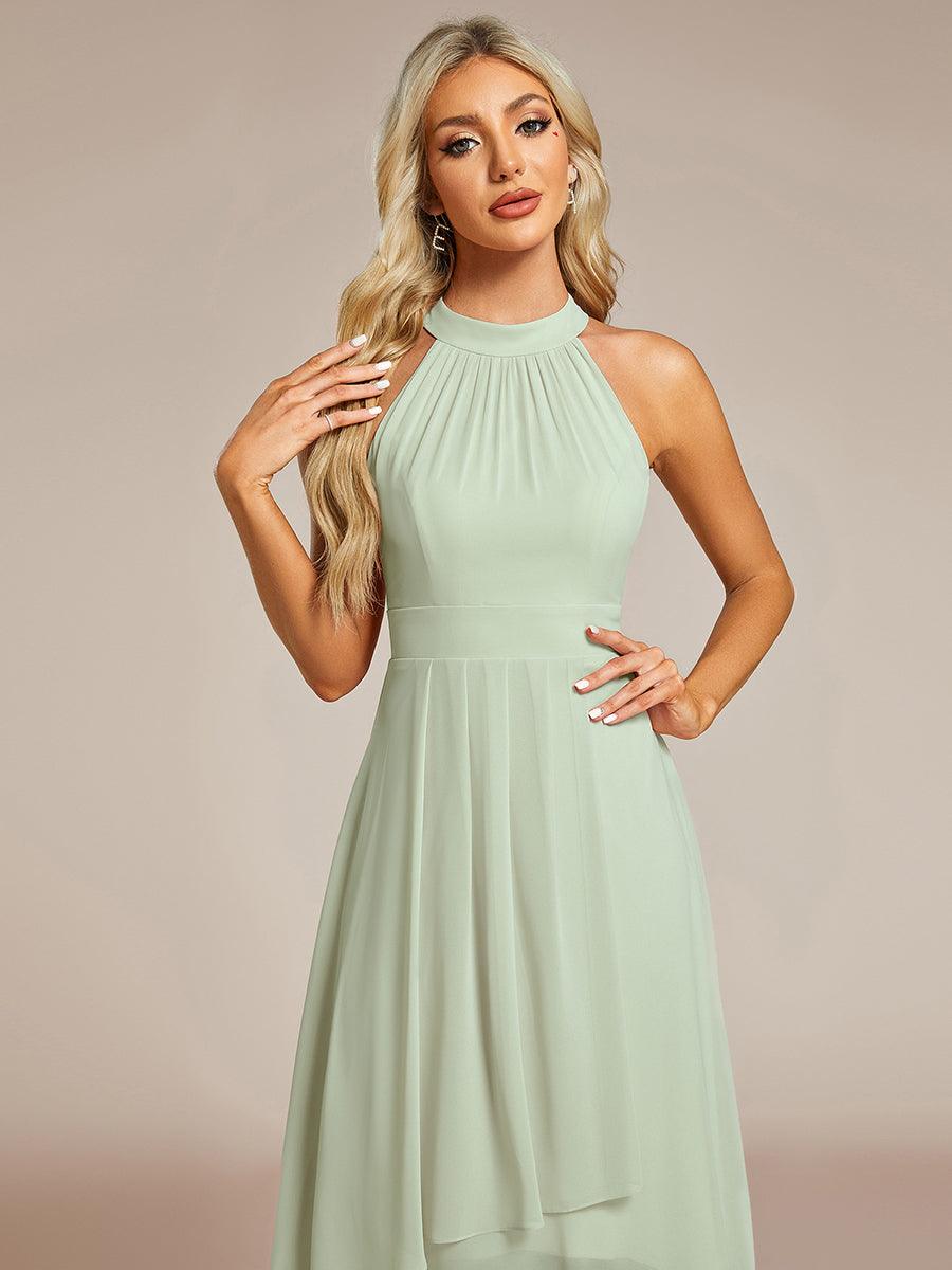ever POSIE|Midi Halter Neck Chiffon Wedding Guest Dress with Sleeveless and A-Line
