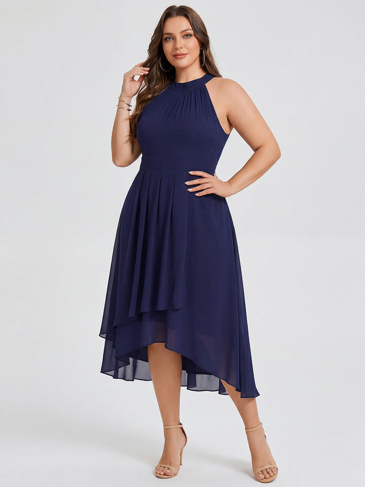 ever POSIE|Gathered Chiffon Sleeveless Wedding Guest Dress