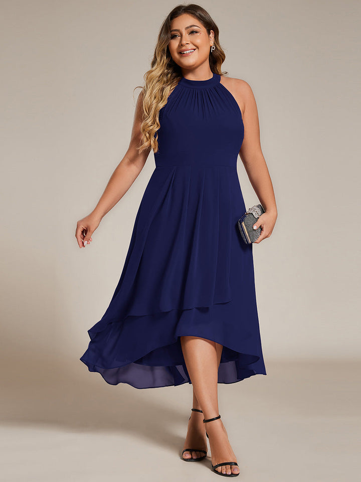 ever POSIE|Gathered Chiffon Sleeveless Wedding Guest Dress