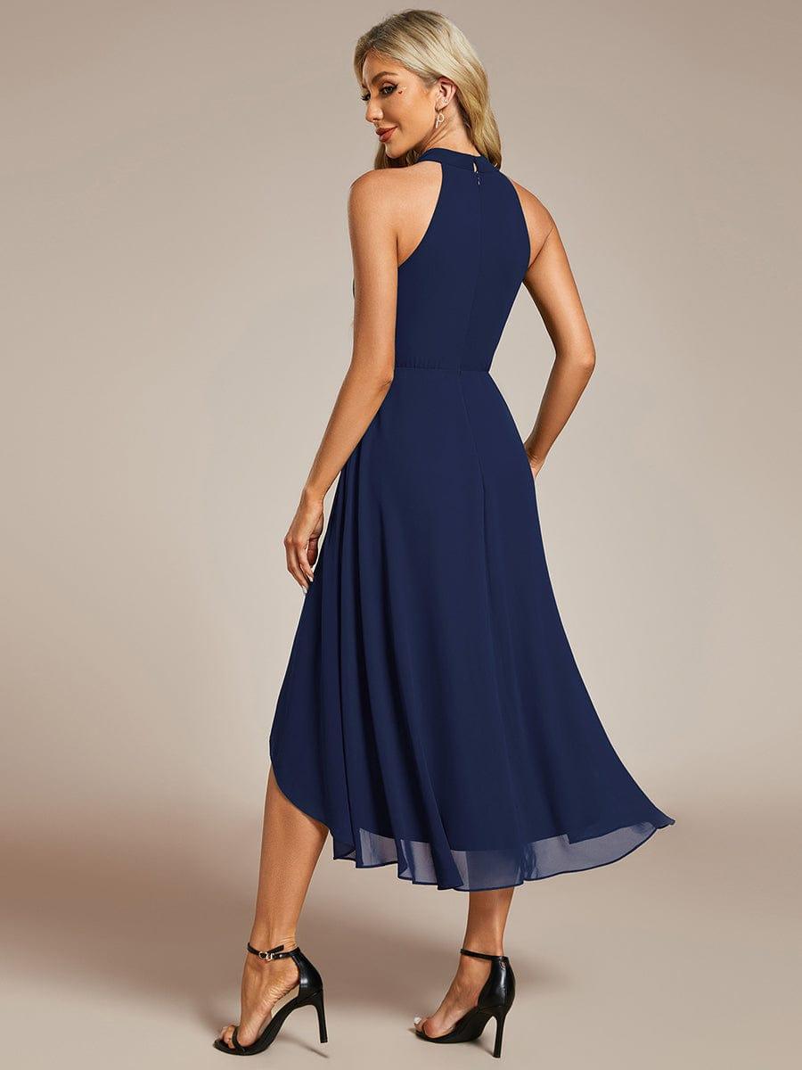 ever POSIE|Midi Halter Neck Chiffon Wedding Guest Dress with Sleeveless and A-Line