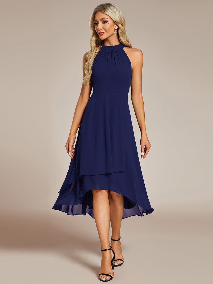 ever POSIE|Gathered Chiffon Sleeveless Wedding Guest Dress