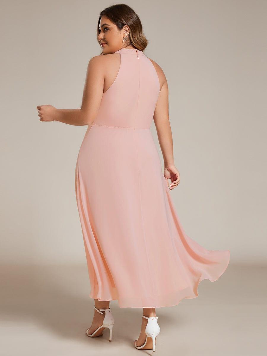 ever POSIE|Midi Halter Neck Chiffon Wedding Guest Dress with Sleeveless and A-Line