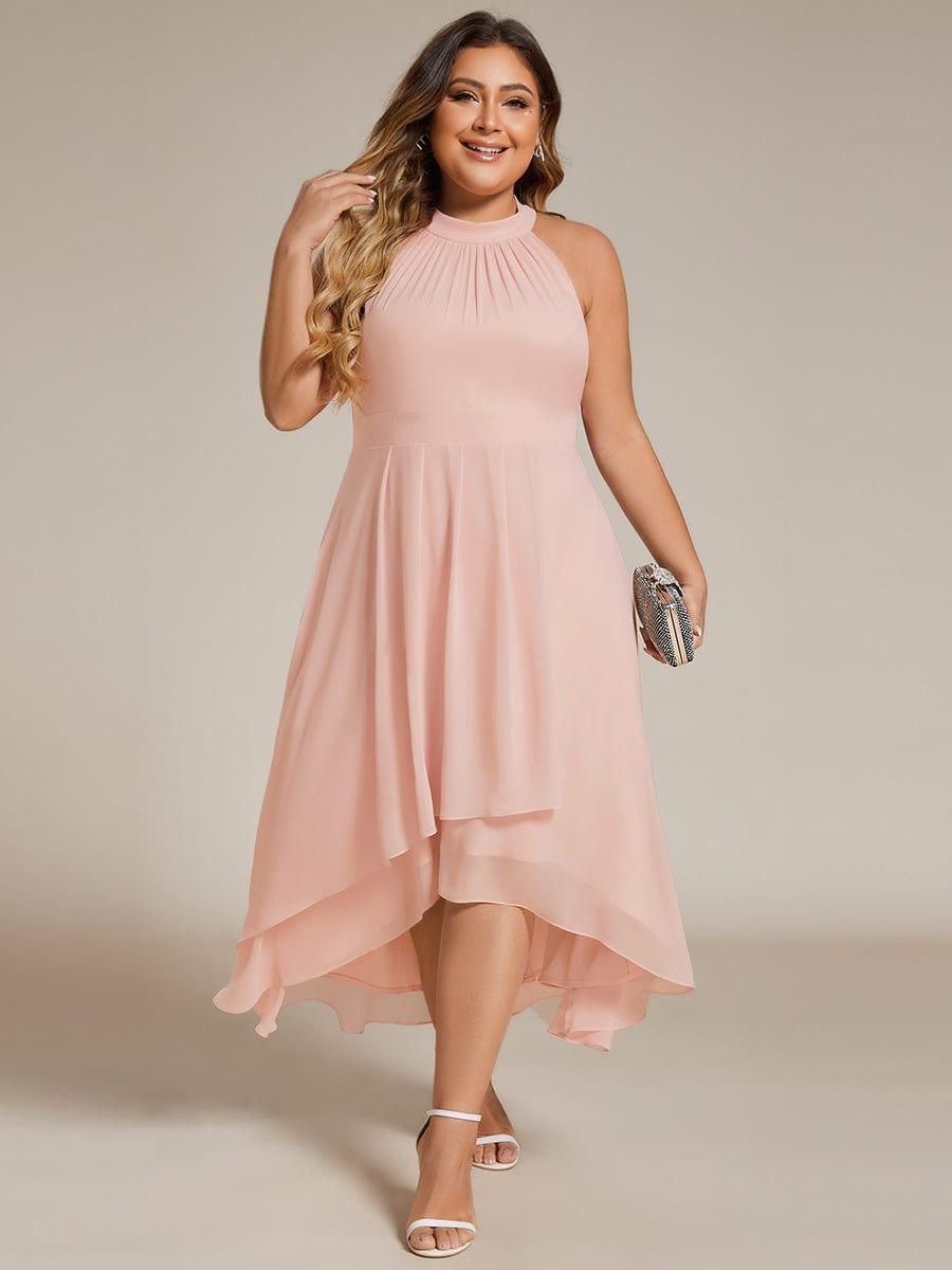 ever POSIE|Midi Halter Neck Chiffon Wedding Guest Dress with Sleeveless and A-Line