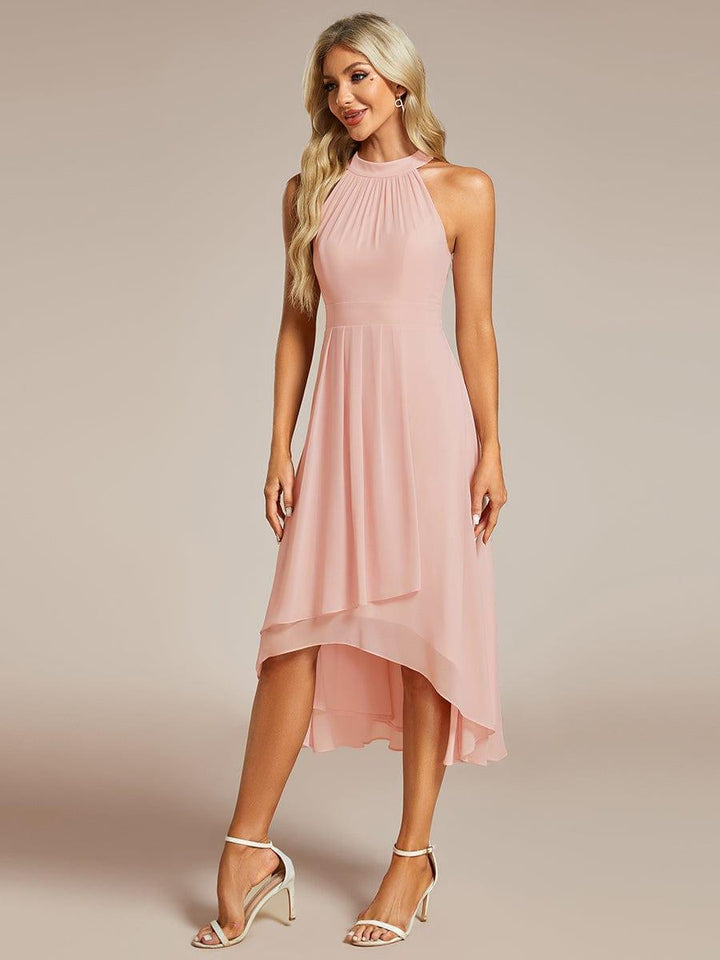 ever POSIE|Midi Halter Neck Chiffon Wedding Guest Dress with Sleeveless and A-Line