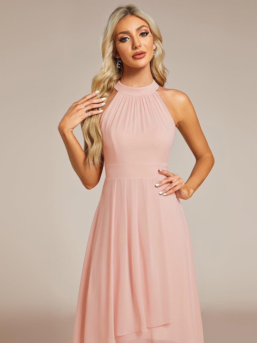 ever POSIE|Midi Halter Neck Chiffon Wedding Guest Dress with Sleeveless and A-Line