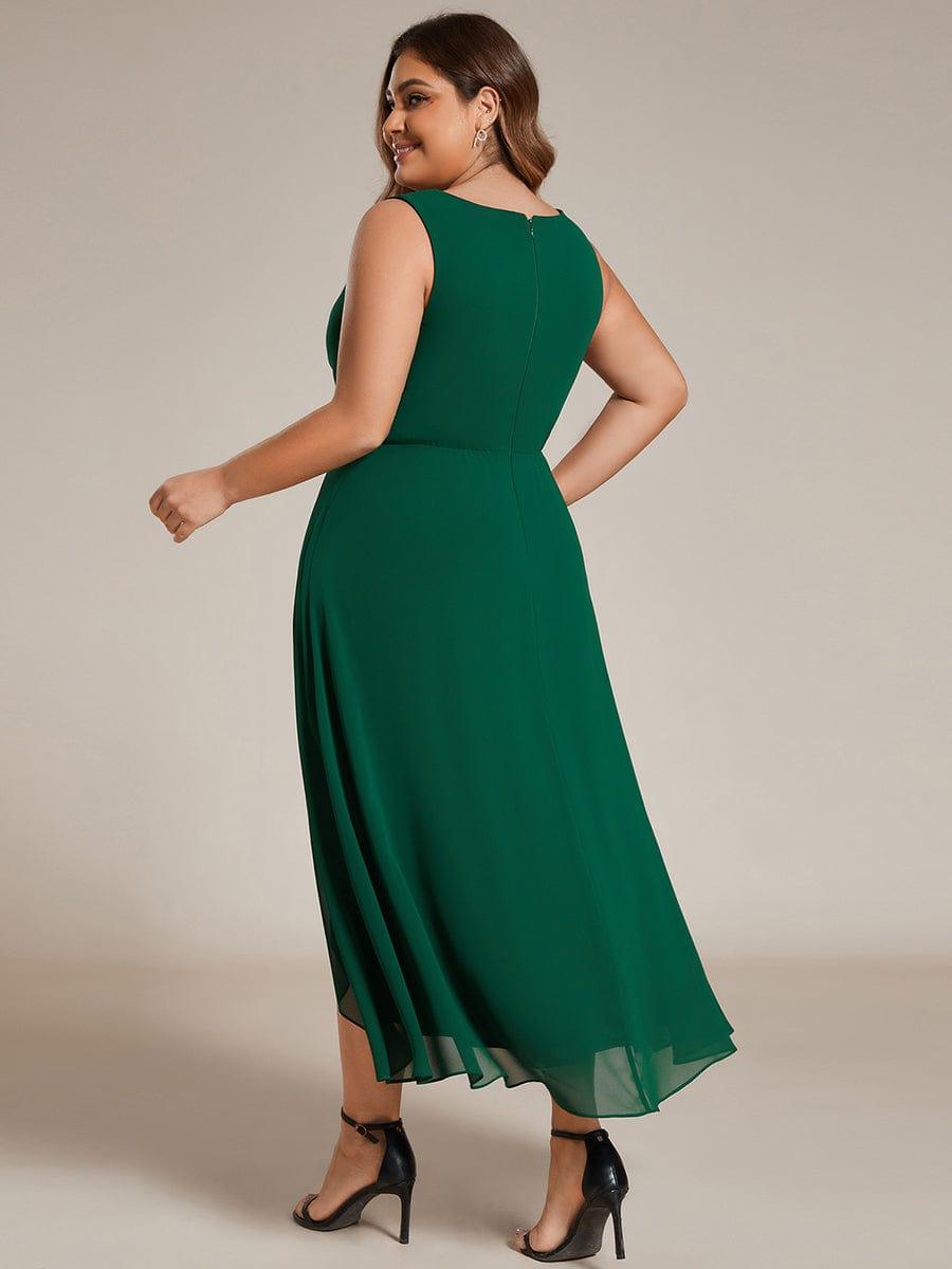 ever IRYS|Sleeveless V-Neck High Low Wedding Guest Dress with Floral Applique