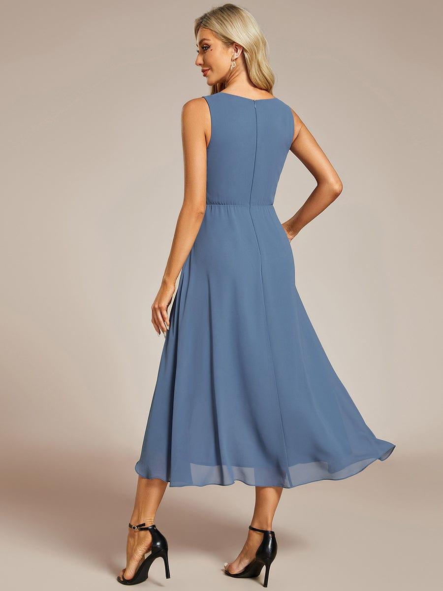 ever IRYS|Sleeveless V-Neck High Low Wedding Guest Dress with Floral Applique