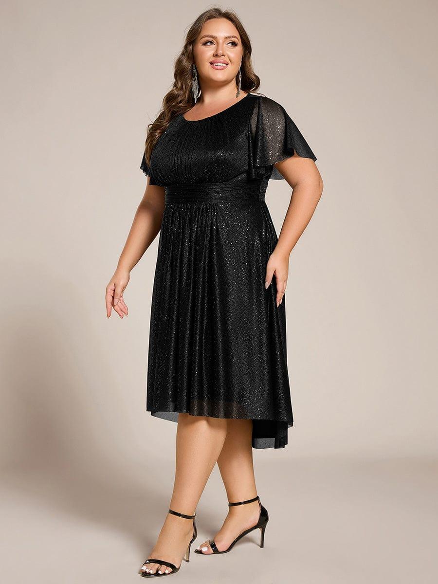 ever CLARYN|Glitter Short Sleeves Round Neck Midi Wedding Guest Dress