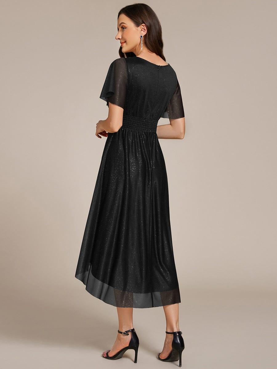 ever CLARYN|Glitter Short Sleeves Round Neck Midi Wedding Guest Dress
