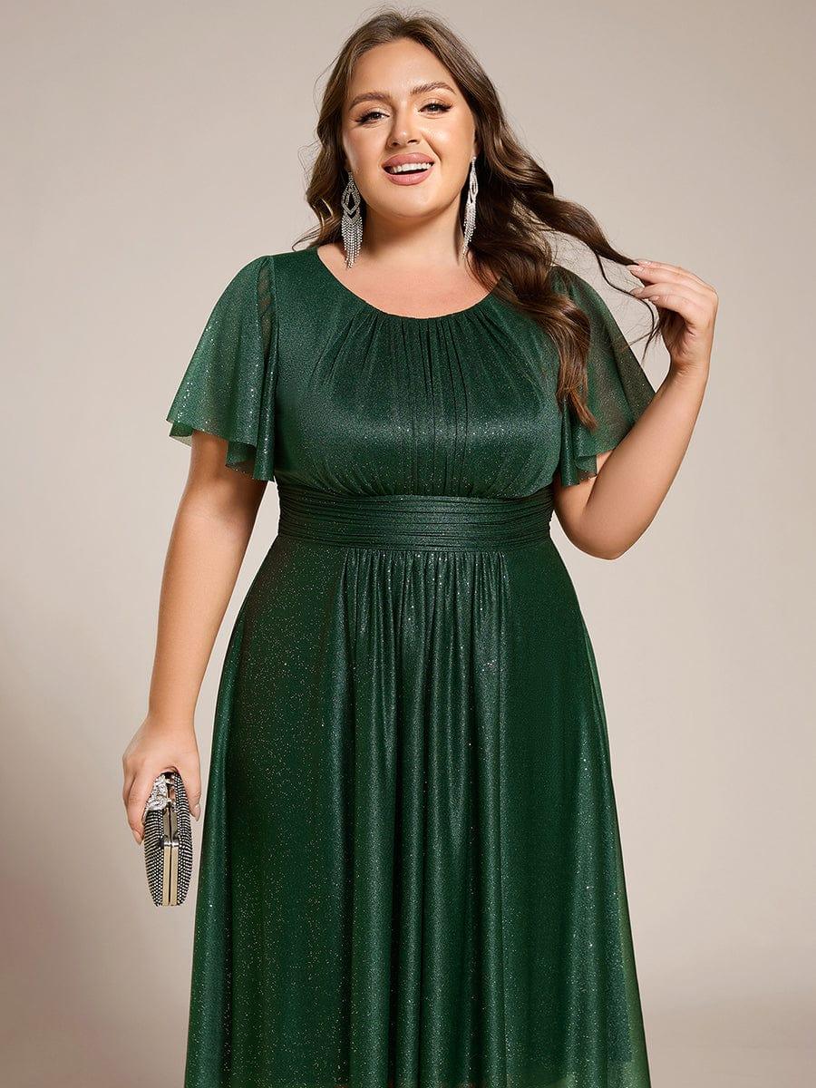 ever CLARYN|Glitter Short Sleeves Round Neck Midi Wedding Guest Dress