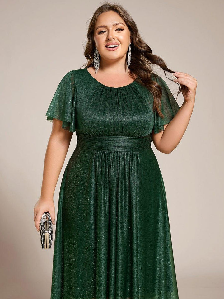 ever CLARYN|Glitter Short Sleeves Round Neck Midi Wedding Guest Dress