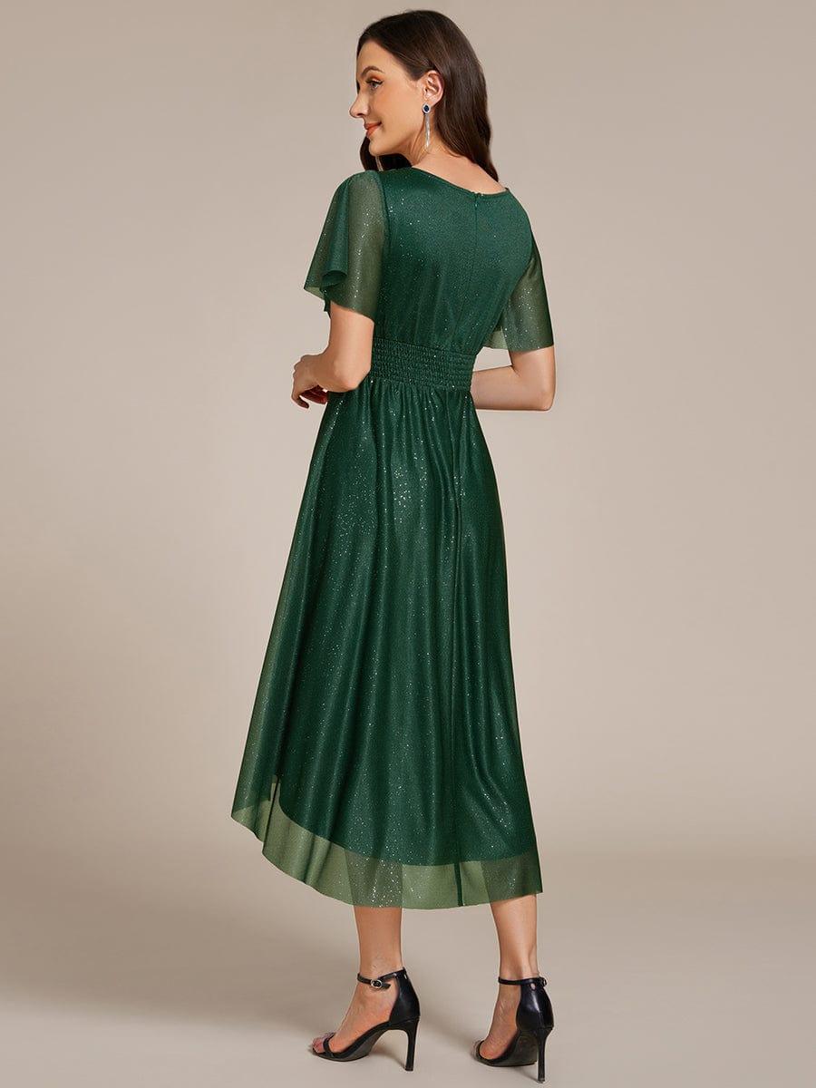 ever CLARYN|Glitter Short Sleeves Round Neck Midi Wedding Guest Dress