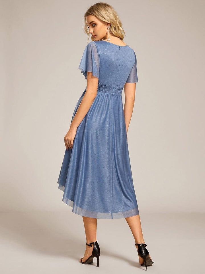 ever CLARYN|Glitter Short Sleeves Round Neck Midi Wedding Guest Dress