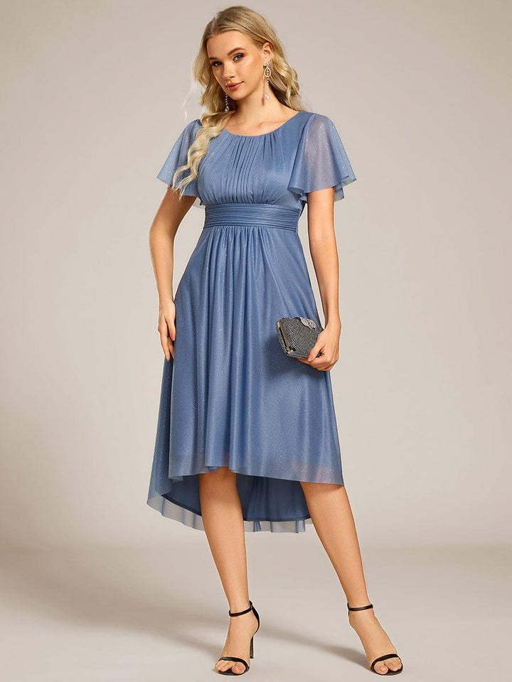 ever CLARYN|Glitter Short Sleeves Round Neck Midi Wedding Guest Dress