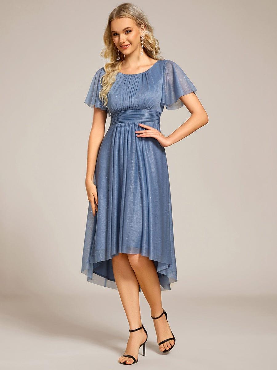 ever CLARYN|Glitter Short Sleeves Round Neck Midi Wedding Guest Dress