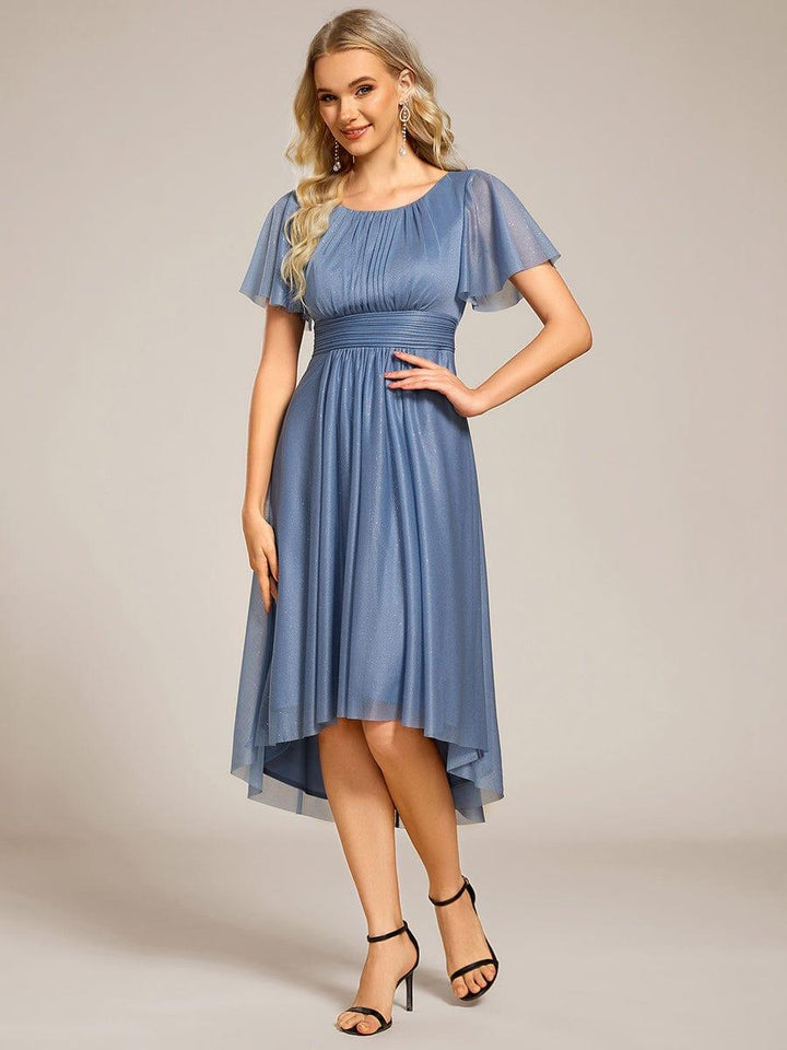 ever CLARYN|Glitter Short Sleeves Round Neck Midi Wedding Guest Dress
