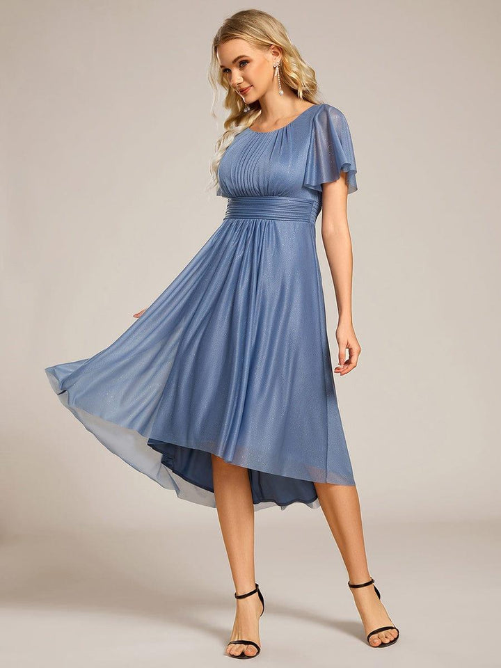 ever CLARYN|Glitter Short Sleeves Round Neck Midi Wedding Guest Dress