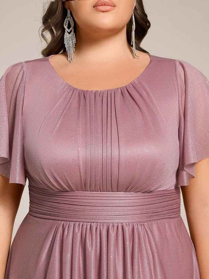 ever CLARYN|Glitter Short Sleeves Round Neck Midi Wedding Guest Dress