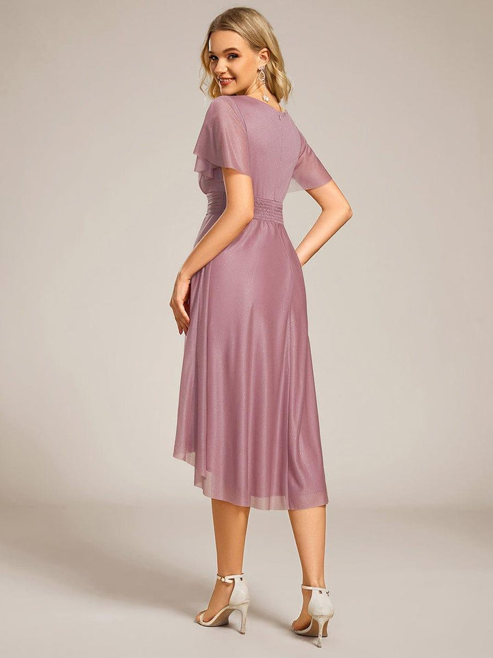ever CLARYN|Glitter Short Sleeves Round Neck Midi Wedding Guest Dress