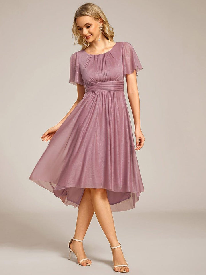 ever CLARYN|Glitter Short Sleeves Round Neck Midi Wedding Guest Dress