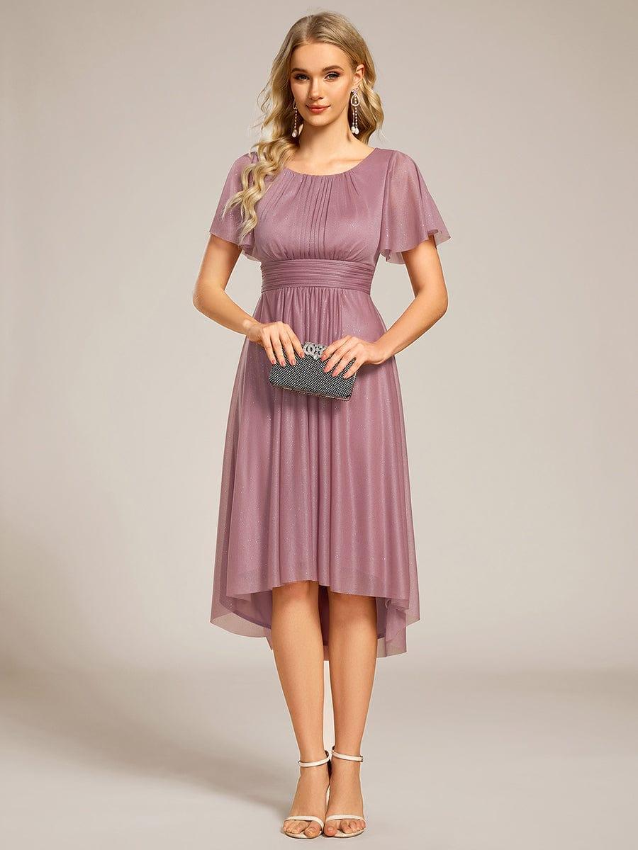 ever CLARYN|Glitter Short Sleeves Round Neck Midi Wedding Guest Dress