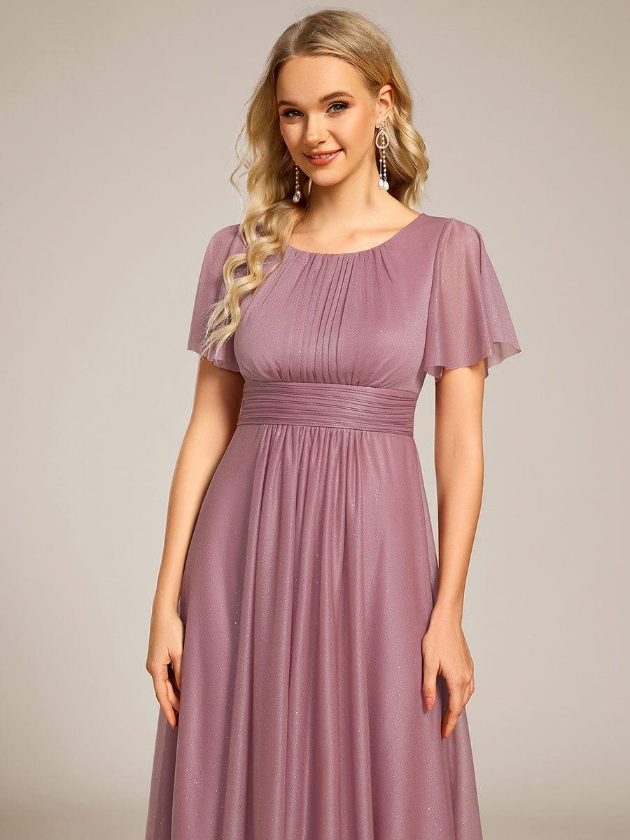 ever CLARYN|Glitter Short Sleeves Round Neck Midi Wedding Guest Dress