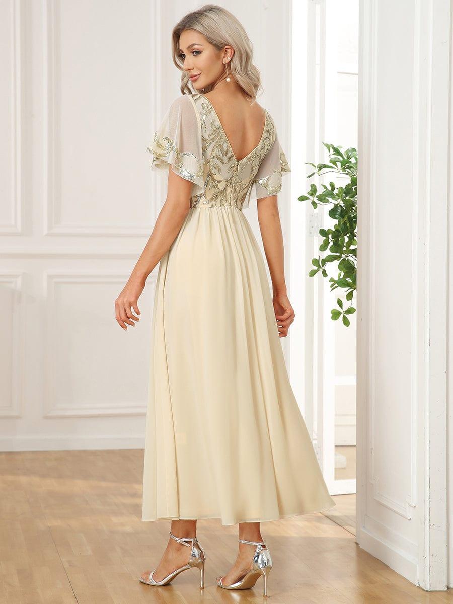 ever HAZEL|Short Sleeve V-Neck Sequin Chiffon A-Line Mother of the Bride Dress