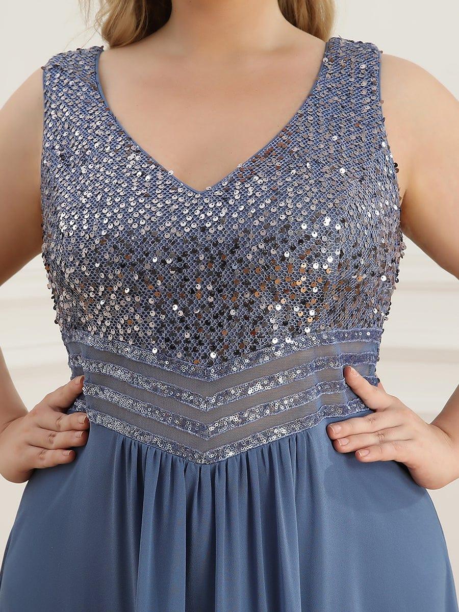 Sexy High-Low Maxi Chiffon Evening Dresses with Sequin