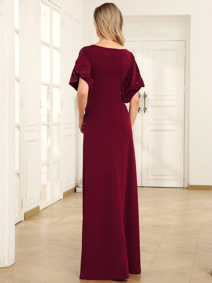 ever VICOTIRE|Trendy Round Neck Bodycon Wedding Guest Dress with Sleeves