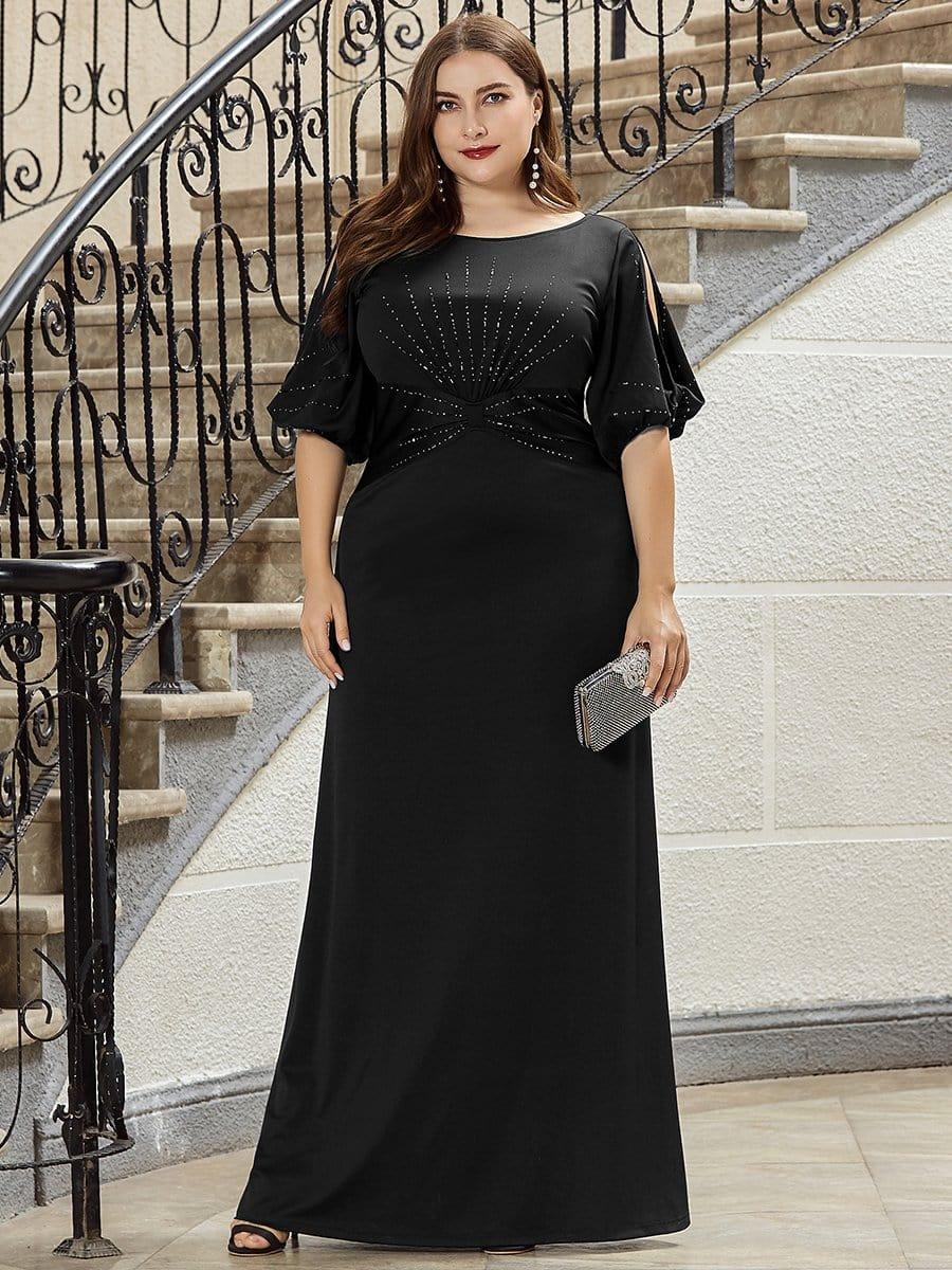 ever VICOTIRE|Trendy Round Neck Bodycon Wedding Guest Dress with Sleeves