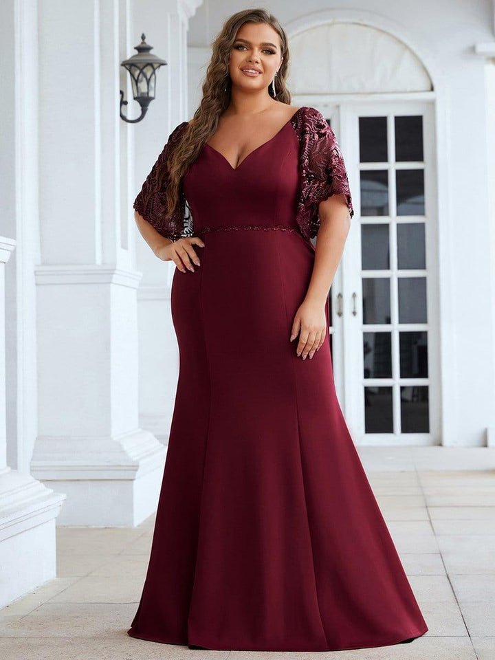 ever SLOANE|Sexy V Neck Maxi Bodycon Mother of the Bride Dress