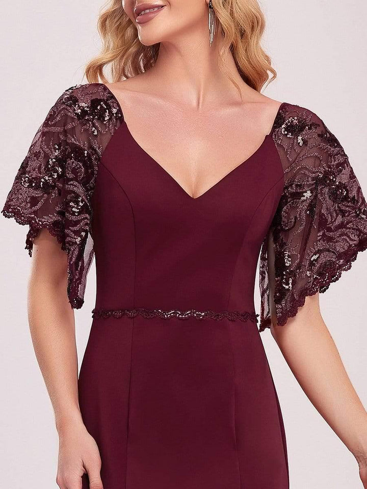 ever SLOANE|Sexy V Neck Maxi Bodycon Mother of the Bride Dress