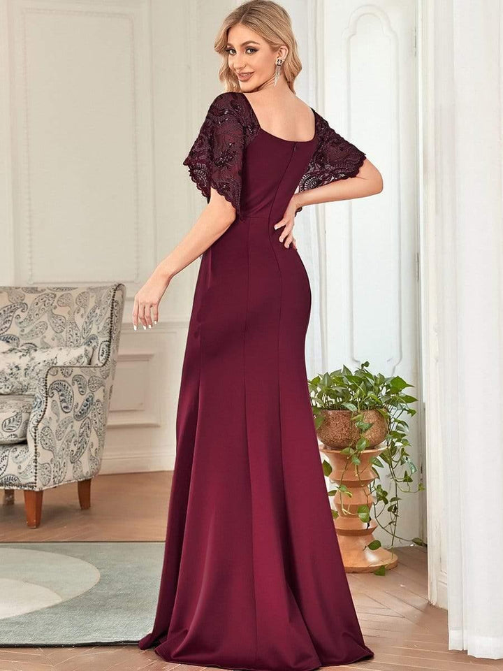 ever SLOANE|Sexy V Neck Maxi Bodycon Mother of the Bride Dress