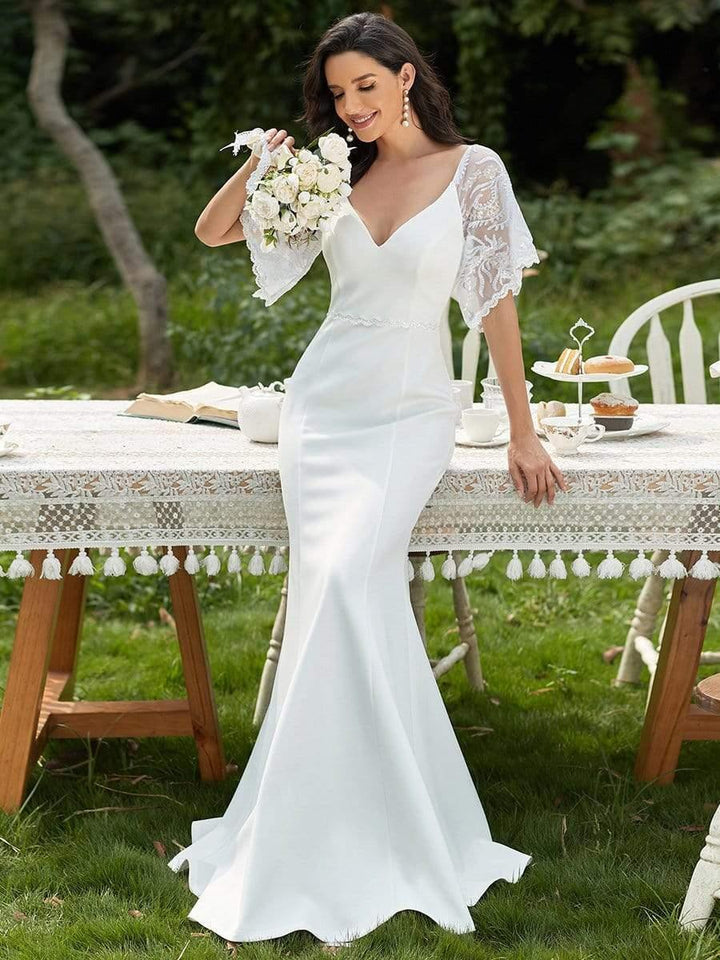 ever SLOANE|Sexy V Neck Maxi Bodycon Mother of the Bride Dress